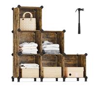 SONGMICS Scaffale a 6 Cubi, Organizzatore Modulare, Scarpiera con Piedini | Portaoggetti in Plastica, Cubo 30 x 30 x 30 cm, Martello di Gomma, Bordeaux e Nero, Collezione DAMION LPC111A01
