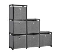 SONGMICS Scaffale a 6 Cubi, Portaoggetti con 6 Scatole in Tessuto