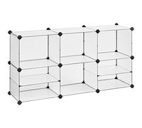 SONGMICS Scaffale a 9 Scomparti, Organizzatore Modulare, Scarpiera, Scomparto 30 x 40 x 30 cm, 30 x 40 x 15 cm, Soggiorno, Camera da Letto, Studio, con Martello di Gomma e Ferro, Bianco LPC36W