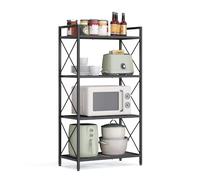 SONGMICS Scaffale in metallo a 4 ripiani, con telai laterali a X, rete densa, 32 x 60 x 112 cm, per ingresso, cucina, soggiorno, bagno, stile industriale, colore nero inchiostro UBSC164B01