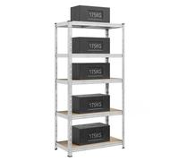 SONGMICS Scaffale per Carichi Pesanti, Portaoggetti da Cantina, 50 x 100 x 200 cm, Portata fino a 875 kg, Montaggio Facile, Scaffalatura da Magazzino, Ripiani Regolabili, Argento GLR447E01