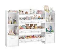 SONGMICS Scaffale per Giocattoli, Scaffale Montessori, Libreria Bambini, 4 Scomparti Aperti, 9 Cesti, 2 Contenitori, per Cameretta, 30 x 143,8 x 104 cm, Bianco Nuvola GKR062WB01