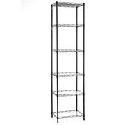 SONGMICS Scaffale Portaoggetti di Metallo a 6 Livelli Regolabili in Rete, con Pannelli PP, 8 Ganci a S, Organizzatore per Garage, Cucina, Soggiorno, Salvaspazio, Max Carico 120 kg, Nero LGR116B01
