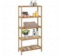 SONGMICS Scaffale Portaoggetti in Bambù, 5 Ripiani, 60 x 26,2 x 130,9 cm | Mensola Multiuso, per Ingresso, Bagno, Soggiorno, Balcone, Cucina, Bambù Chiaro, Collezione BAMBOU BCB35Y