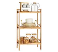 SONGMICS Scaffale Portaoggetti in bambù, Organizzatore a 3 Livelli per Bagno, Cucina, Camera da Letto, 45 x 31,5 x 80 cm, Naturale BCB073N01
