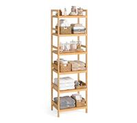 SONGMICS Scaffale Portaoggetti in Bambù, Organizzatore a 6 Livelli per Bagno, Cucina, Camera da Letto, 30 x 43 x 173 cm, Naturale BCB076YL01