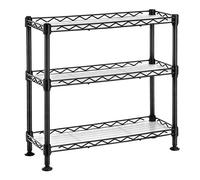 SONGMICS Scaffale Portaspezie da Banco, Portabottiglie con 3 Ripiani Regolabili e Pannelli in PP, Organizzatore da Cucina, Supporto per Barattoli e Lattine, 40 x 15 x 39,5 cm, Nero LGR025B01