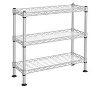 SONGMICS Scaffale Portaspezie da Banco, Portabottiglie con 3 Ripiani Regolabili e Pannelli in PP, Organizzatore da Cucina, Supporto per Barattoli e Lattine, 40 x 15 x 39,5 cm, Argento Opaco LGR025E01