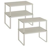 SONGMICS Scaffale Portaspezie, Set di 2 Organizzatori da Cucina Espandibili, Scaffale da Cucina Impilabile, Metallo, Beige Avena KCS001K01