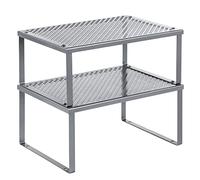 SONGMICS Scaffale Portaspezie, Set di 4 Organizzatori da Cucina Espandibili, Scaffale da Cucina Impilabile, Metallo, Argento KCS006S01