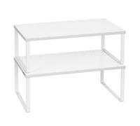 SONGMICS Scaffale Portaspezie, Set di 2 Organizzatori da Cucina Espandibili, Scaffale da Cucina Impilabile, Metallo, Bianco KCS401W01