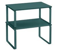 SONGMICS Scaffale Portaspezie, Set di 2 Organizzatori da Cucina Espandibili, Scaffale da Cucina Impilabile, Metallo e Legno Ingegnerizzato, Verde Edera KCS002C02