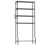 SONGMICS Scaffale sopra WC a 4 Ripiani, Scaffale da Bagno in Metallo, Ripiani Regolabili, con 4 Ganci e Portarotolo, Salvaspazio, 30 x 83 x 176 cm, Nero BTS023B01