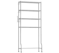 SONGMICS Scaffale sopra WC a 4 Ripiani, Scaffale da Bagno in Metallo, Ripiani Regolabili, con 4 Ganci e Portarotolo, Salvaspazio, 30 x 83 x 176 cm, Grigio Tortora BTS023G01