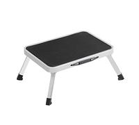 SONGMICS Scaletta Pieghevole in Acciaio, Gradini Antiscivolo, 150 kg | Sgabello, Dimensioni da Piegata 46 x 32 x 17 cm, Nero e Bianco, Collezione Brody GSL01WT