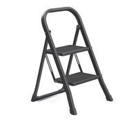 SONGMICS Scaletta, Scala a 2 Gradini, Scaletta Pieghevole, Chiusura di Sicurezza per Piegamento, Facile da Riporre, Portante 150 kg, Nero GSL012BZ01