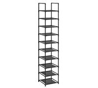 SONGMICS Scarpiera, 10 Ripiani, Scaffale Portascarpe, Organizzatore per Scarpe, 33 x 33 x 173 cm, Telaio in Metallo, Ripiani in Tessuto, Ingresso Corridoio Camera da Letto, Nero LSR110B02