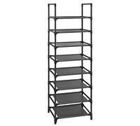 SONGMICS Scarpiera, 8 Ripiani, Scaffale Portascarpe, Organizzatore per Scarpe, 28 x 46 x 145 cm, Telaio in Metallo, Ripiani in Tessuto, Ingresso Corridoio Camera da Letto, Nero LSR24BK