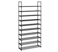 SONGMICS Scarpiera a 10 livelli, portascarpe alto, supporto per scarpe sottile, portaoggetti per scarpe, in metallo, salvaspazio, guardaroba, ingresso, 30 x 94 x 206 cm, nero LSA10BK