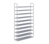 SONGMICS Scarpiera a 10 Livelli, Scaffale Portascarpe, Fino a 50 Paia di Scarpe, in Soggiorno, Ingresso, Guardaroba, Tessuto Non Tessuto, 100 x 29 x 175 cm, Grigio LSR10G