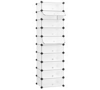 SONGMICS Scarpiera a 10 Scomparti, Scaffale Componibile in Plastica, Armadietto