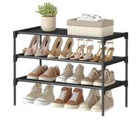 SONGMICS Scarpiera a 3 ripiani, organizer per scarpe, per corridoio, salvaspazio, 29,7 x 62,3 x 53,5 cm, struttura in metallo, ripiani in tessuto non tessuto, nero inchiostro LSH023BH01