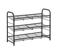 SONGMICS Scarpiera a 3 Ripiani, Scaffale Portascarpe Impilabile, fino a 12 Paia, Acciaio, 68,5 x 27,5 x 49,5 cm, per Tacchi Alti, Scarpe da Ginnastica, Pantofole, Ingresso, Nero LMR066B01