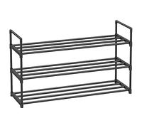 SONGMICS Scarpiera a 3 Ripiani, Set di 2, Scaffale Portascarpe, Organizzatore in Metallo, per 12/15 Paia di Scarpe, Impilabile, Corridoio, Soggiorno, Camera da Letto, 30 x 92 x 54 cm, Nero LSA06BK