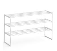 SONGMICS Scarpiera a 3 Ripiani, Scaffale Portascarpe in Metallo, per 16-20 Paia di Scarpe, Verticale o Capovolto, Impilabile, Ingresso, 30 x 92 x 55 cm, Bianco Perla LSA303W03
