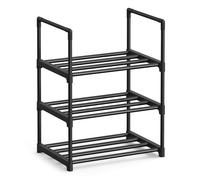 SONGMICS Scarpiera a 3 Ripiani, Scaffale Portascarpe, Organizzatore in Metallo, per 3-6 Paia di Scarpe, Impilabile, Corridoio, Soggiorno, Camera da Letto, 30 x 42,5 x 54,5 cm, Nero LSA003B01