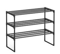 SONGMICS Scarpiera a 3 Ripiani, Scaffale Portascarpe, Organizzatore in Metallo, per 6-9 Paia di Scarpe, Impilabile, Corridoio, Soggiorno, Camera da Letto, 30 x 68 x 55 cm, Nero LSA203B01
