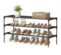 SONGMICS Scarpiera a 3 Ripiani, Scarpiera Slim, Scaffale per Scarpe, Ingresso, Corridoio, 29,7 x 91,8 x 53,5 cm, Struttura in Metallo, Ripiani in Tessuto non Tessuto, Nero Inchiostro LSH033BH01