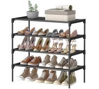 SONGMICS Scarpiera a 4 ripiani, organizer per scarpe, corridoio, salvaspazio, 29,7 x 62,3 x 70,5 cm, struttura in metallo, ripiani in tessuto non tessuto, colore nero inchiostro LSH024BH01