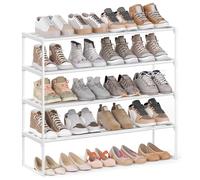 SONGMICS Scarpiera a 4 ripiani, organizer per scarpe, in metallo, verticale o capovolta, adatta da 16 a 20 paia, impilabile, per corridoio, 30 x 92 x 74 cm, bianco perla, LSA014WK01