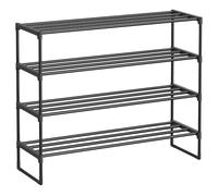 SONGMICS Scarpiera a 4 Ripiani, Scaffale Portascarpe in Metallo, per 20-25 Paia di Scarpe, Verticale o Capovolto, Impilabile, Ingresso, 30 x 92 x 75 cm, Nero LSA14BK