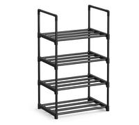 SONGMICS Scarpiera a 4 Ripiani, Scaffale Portascarpe, Organizzatore in Metallo, per 4-8 Paia di Scarpe, Impilabile, Corridoio, Soggiorno, Camera da Letto, 30 x 42,5 x 71,5 cm, Nero LSA004B01
