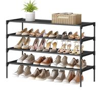 SONGMICS Scarpiera a 4 Ripiani, Scarpiera Slim, Scaffale per Scarpe, Ingresso, Corridoio, 29,7 x 91,8 x 70,5 cm, Struttura in Metallo, Ripiani in Tessuto non Tessuto, Nero Inchiostro LSH034BH01