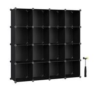 SONGMICS Scarpiera Componibile, Scaffale a 16 Cubi Modulari, Guardaroba, Recinto per Animali Domestici, Camera da Letto Cabina Armadio Ingresso, 31 x 123 x 123 cm, Nero LPC44BK