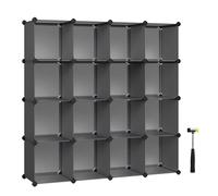 SONGMICS Scarpiera Componibile, Scaffale a 16 Cubi Modulari, Guardaroba, Recinto per Animali Domestici, Camera da Letto Cabina Armadio Ingresso, 31 x 123 x 123 cm, Grigio LPC442G01