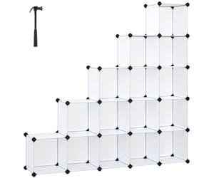 SONGMICS Scarpiera Componibile, Scaffale a 16 Cubi Modulari, Guardaroba, Recinto per Animali Domestici, Camera da Letto Cabina Armadio Ingresso, 31 x 123 x 123 cm, Bianco LPC44L