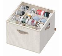 SONGMICS Scarpiera da armadio, organizer per scarpe in tessuto con scomparti regolabili, scomparti impilabili, coperchio trasparente, fino a 16 paia, beige