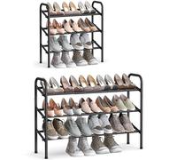 SONGMICS Scarpiera espandibile a 3 livelli, organizer regolabile per scarpe, nero ULMR039B01