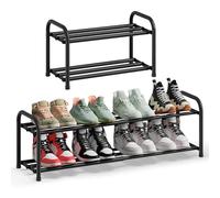 SONGMICS Scarpiera Espandibile, Scaffale per Scarpe, Ripiani Regolabili, Robusta e Resistente, per Ingresso Armadio Soggiorno, 2 Ripiani, Nero Inchiostro LMR026BD01