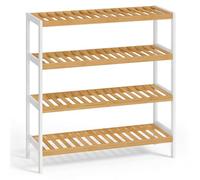 SONGMICS Scarpiera in Bambù, Scaffale Portascarpe a 4 Ripiani, Organizer per Scarpe Piante Libri, Ingresso Soggiorno Camera da Letto, 26 x 70 x 75,5 cm, Bianco e Naturale LBS007KZ01