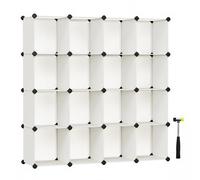 SONGMICS Scarpiera, Scaffale a 16 Cubi Modulari, Guardaroba, Recinto per Animali Domestici, Camera da Letto Cabina Armadio Ingresso, 31 x 123 x 123 cm, Bianco Crema LPC442M01