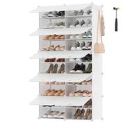 SONGMICS Scarpiera, Scaffale Modulare a 10 Scomparti per 40 Paia di Scarpe da Ingresso, con Sportelli, Telaio in Acciaio e Ripiani in Plastica, Camera da Letto, Bianco Nuvola LPC035W02
