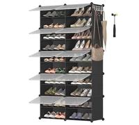 SONGMICS Scarpiera, Scaffale Modulare a 10 Scomparti per 40 Paia di Scarpe da Ingresso, con Sportelli, Telaio in Acciaio e Ripiani in Plastica, Camera da Letto, Nero e Trasparente LPC035B01