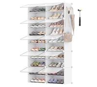 SONGMICS Scarpiera, Scaffale Portaoggetti Modulare a 10 Scomparti, Scarpiera da Ingresso Salvaspazio con Divisorio Regolabile e Sportello, Scomparto di 30 x 40 x 30 cm, Bianco LPC035W01