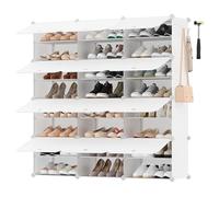 SONGMICS Scarpiera, Scaffale Modulare a 12 Scomparti per 48 Paia di Scarpe da Ingresso, con Sportelli, Telaio in Acciaio e Ripiani in Plastica, Camera da Letto, Bianco Nuvola LPC040W02