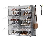 SONGMICS Scarpiera, Scaffale Modulare a 6 Scomparti per 24 Paia di Scarpe da Ingresso, con Sportelli, Telaio in Acciaio e Ripiani in Plastica, Camera da Letto, Grigio Ardesia e Trasparente LPC033G01